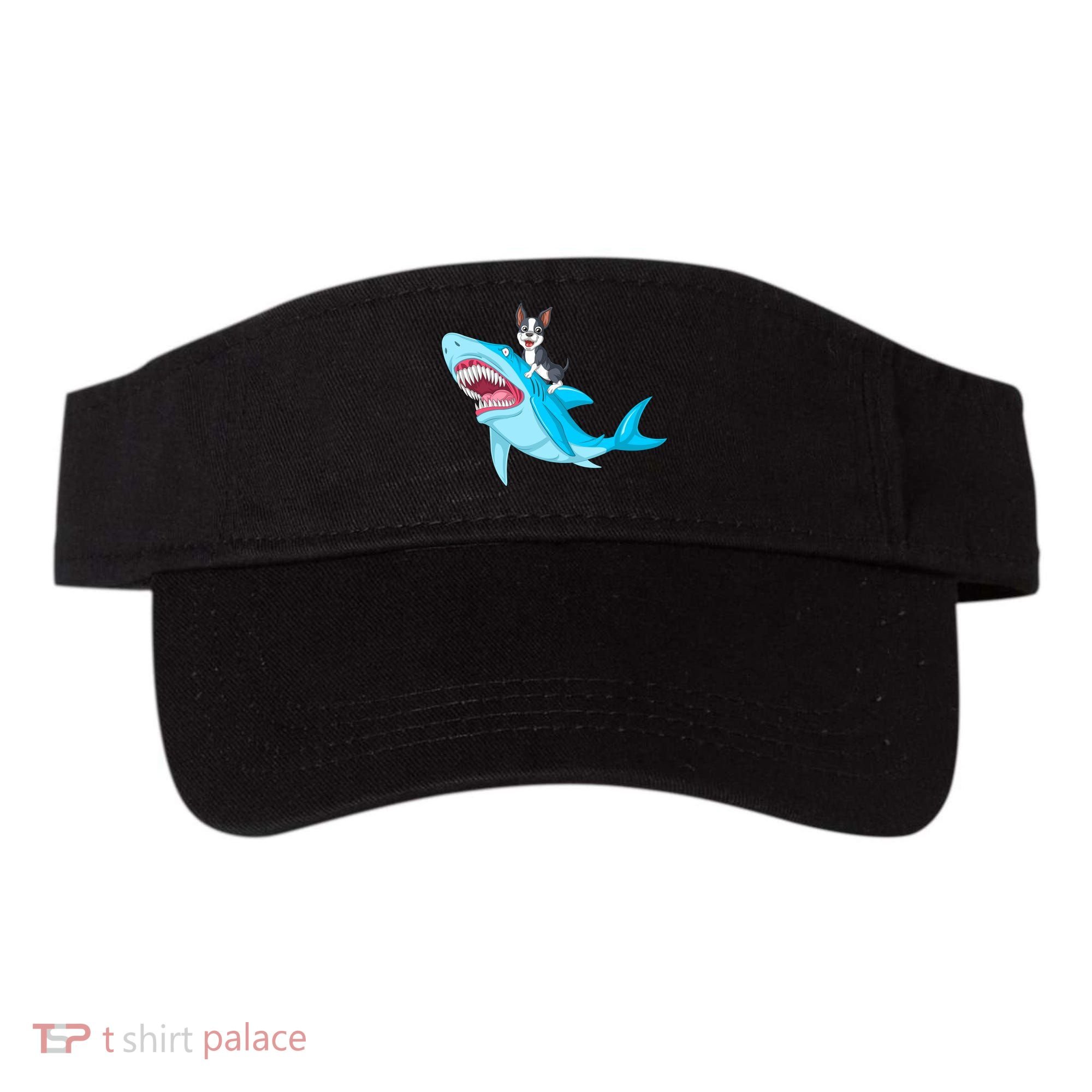 Boston Terrier Riding Shark Visor