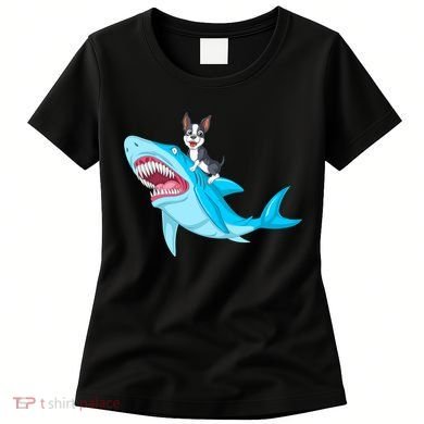 Boston Terrier Riding Shark Women's T-Shirt