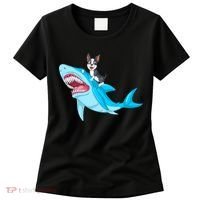Boston Terrier Riding Shark Women's T-Shirt thumb 0