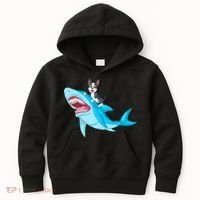 Boston Terrier Riding Shark Kids Hoodie thumb 0