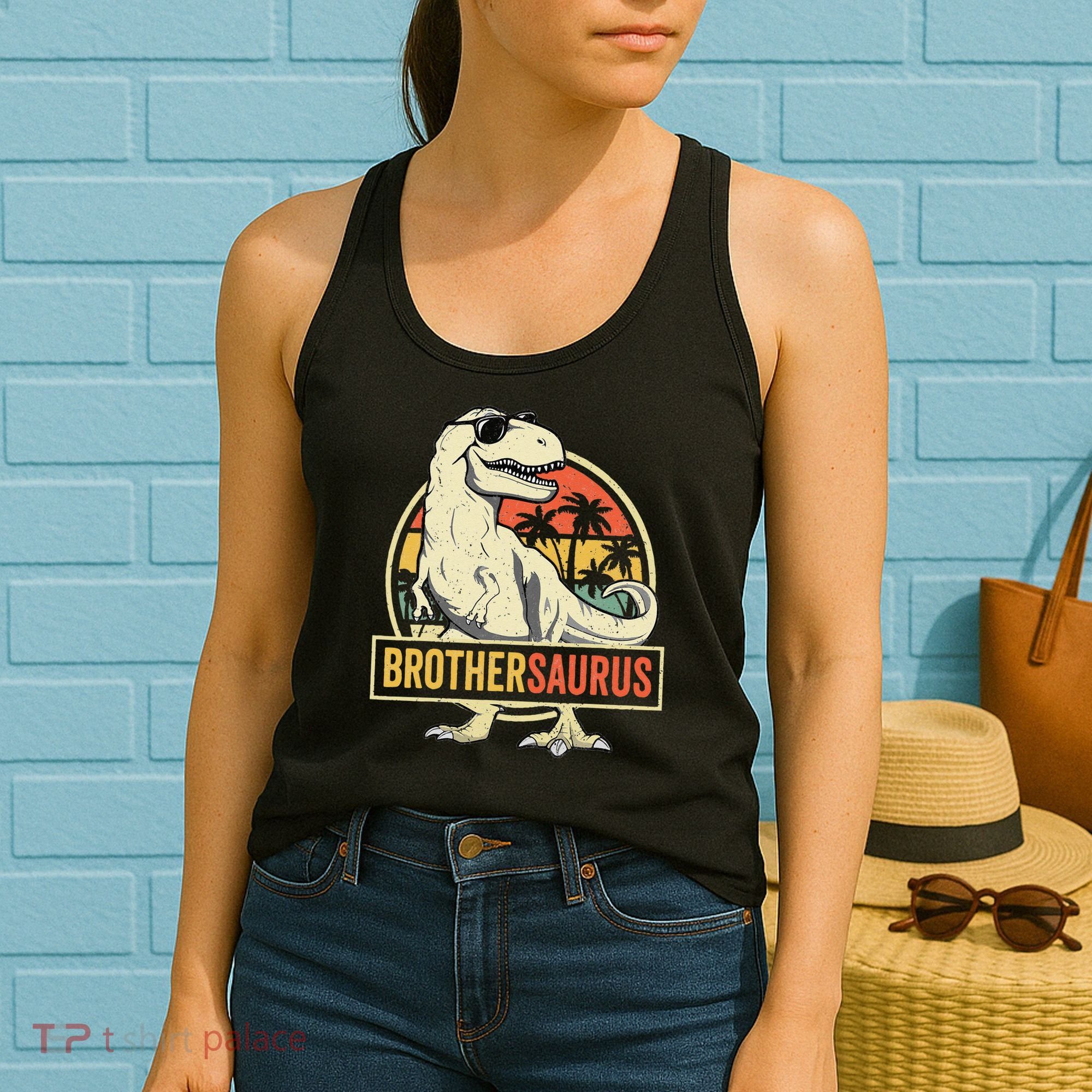 Brothersaurus T Rex Dinosaur Brother Saurus Family Matching Women's Tank Top