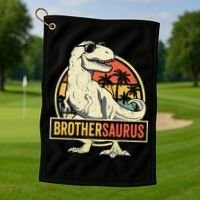 Brothersaurus T Rex Dinosaur Brother Saurus Family Matching Golf Towel thumb 1