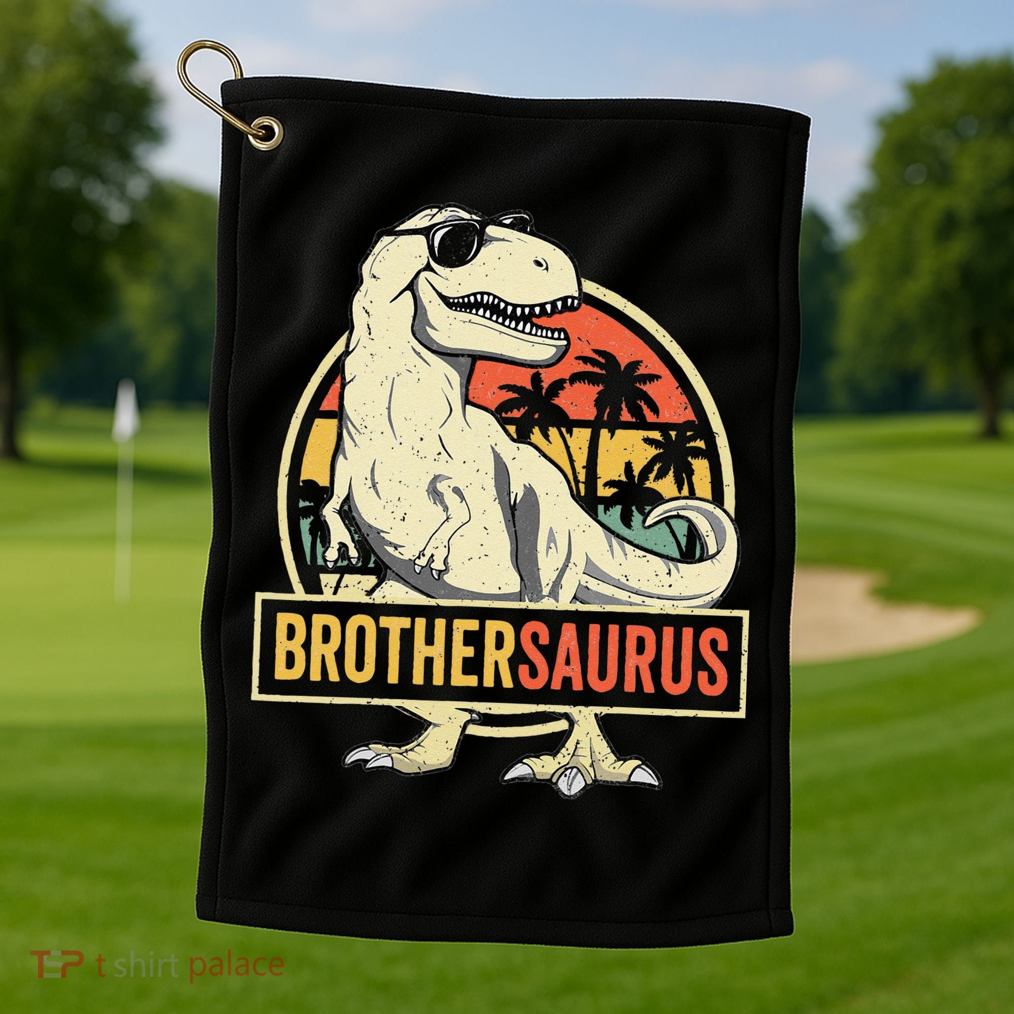 Brothersaurus T Rex Dinosaur Brother Saurus Family Matching Golf Towel