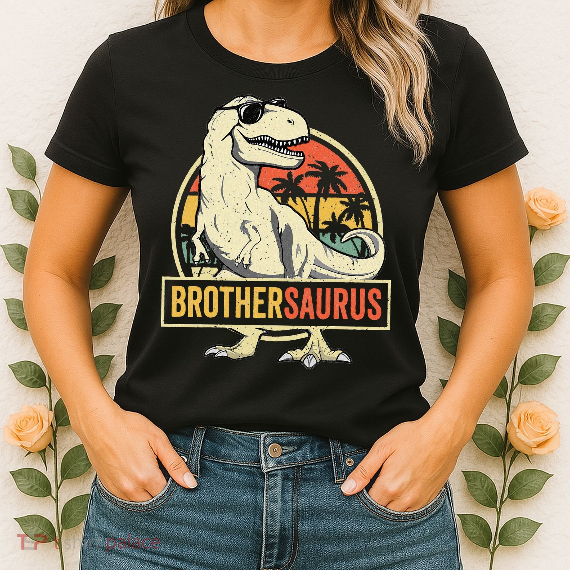 Brothersaurus T Rex Dinosaur Brother Saurus Family Matching Women's T-Shirt