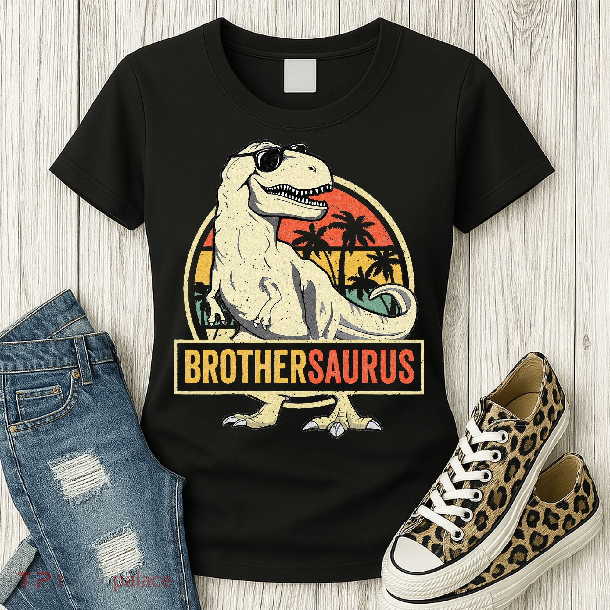 Brothersaurus T Rex Dinosaur Brother Saurus Family Matching Women's T-Shirt