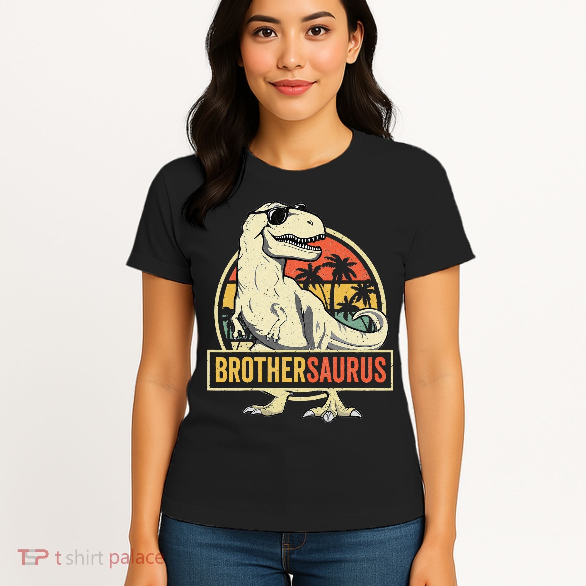 Brothersaurus T Rex Dinosaur Brother Saurus Family Matching Women's T-Shirt