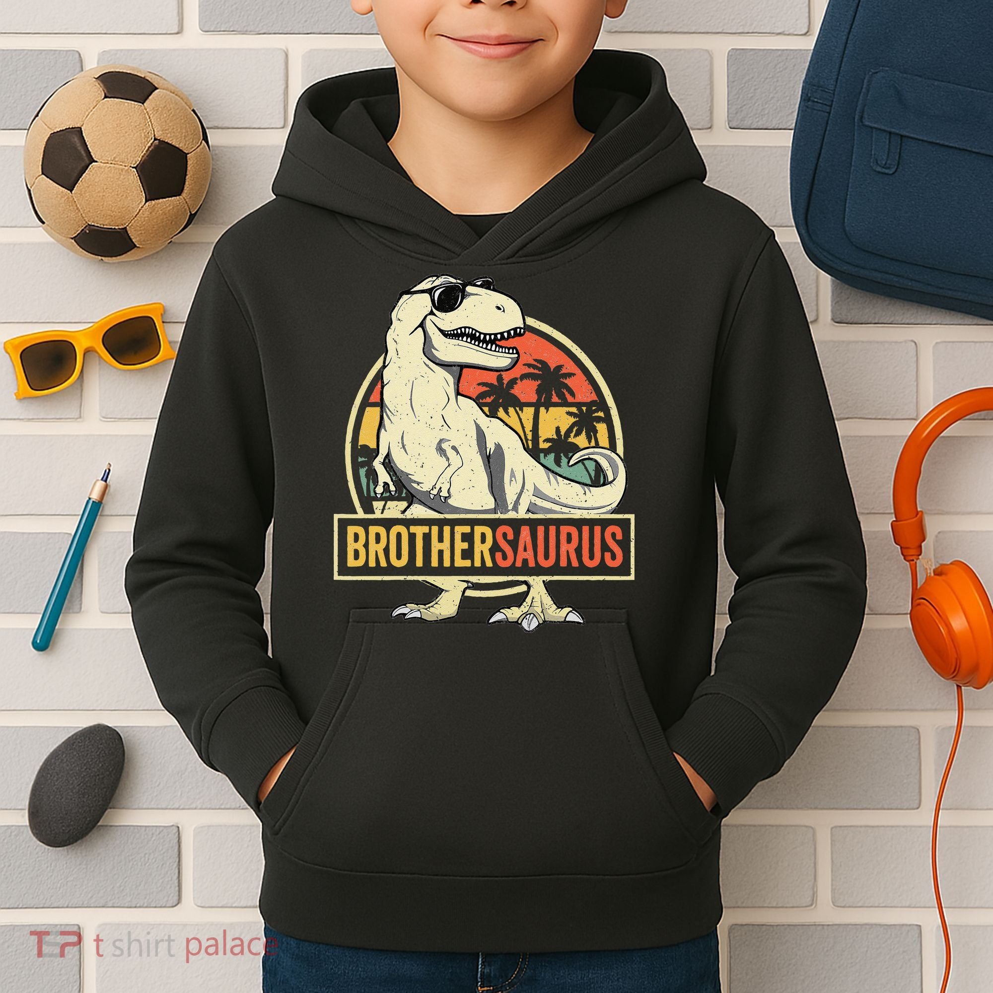 Brothersaurus T Rex Dinosaur Brother Saurus Family Matching Kids Hoodie