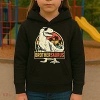 Brothersaurus T Rex Dinosaur Brother Saurus Family Matching Kids Hoodie thumb 3