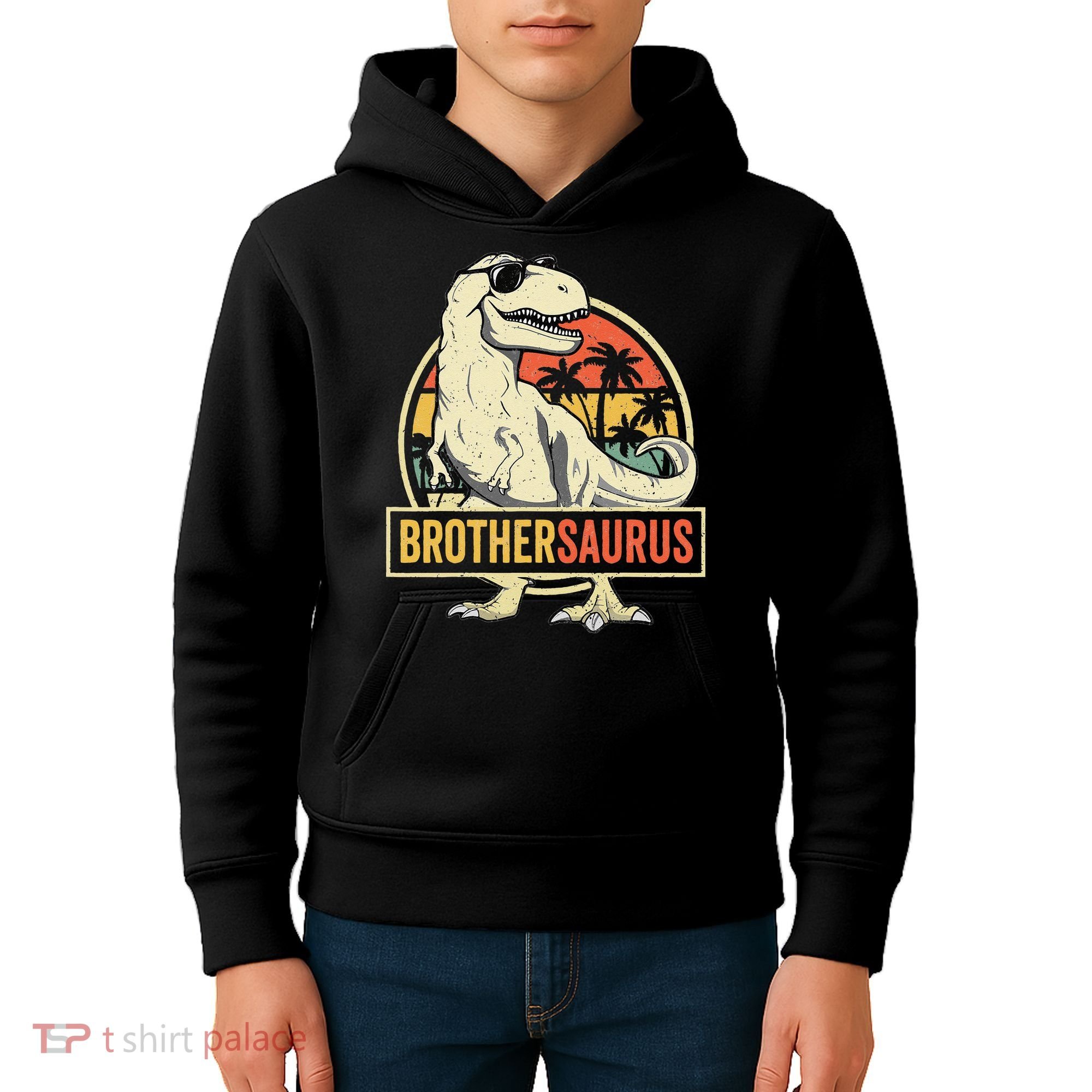 Brothersaurus T Rex Dinosaur Brother Saurus Family Matching Kids Hoodie