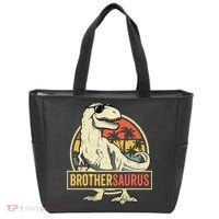Brothersaurus T Rex Dinosaur Brother Saurus Family Matching Tote Bag thumb 0