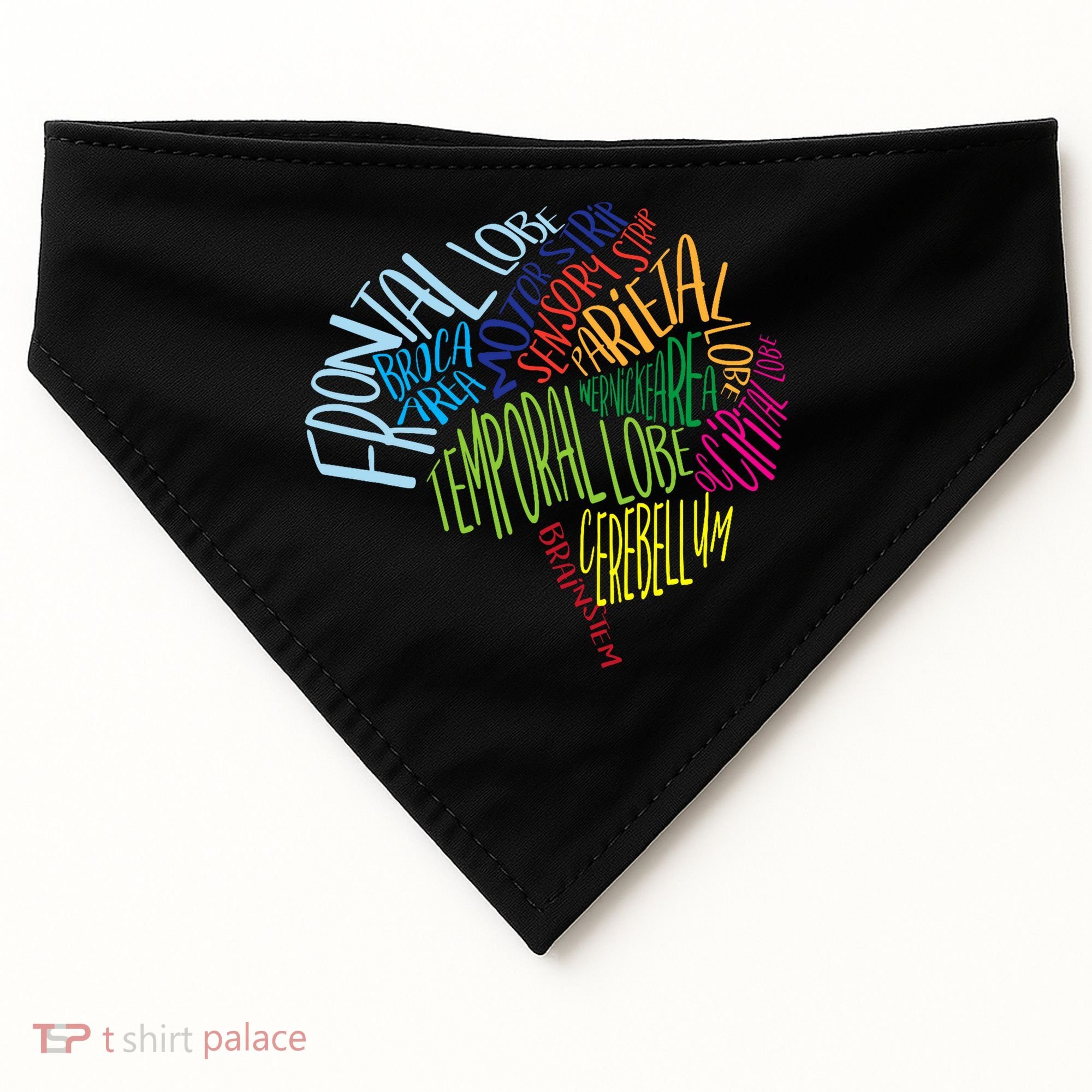 Brain Typography Rn Nurse Neurologist Doctor Word Bubble USA-Made Doggie Bandana