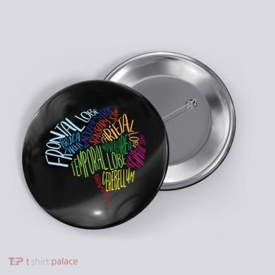 Brain Typography Rn Nurse Neurologist Doctor Word Bubble Button