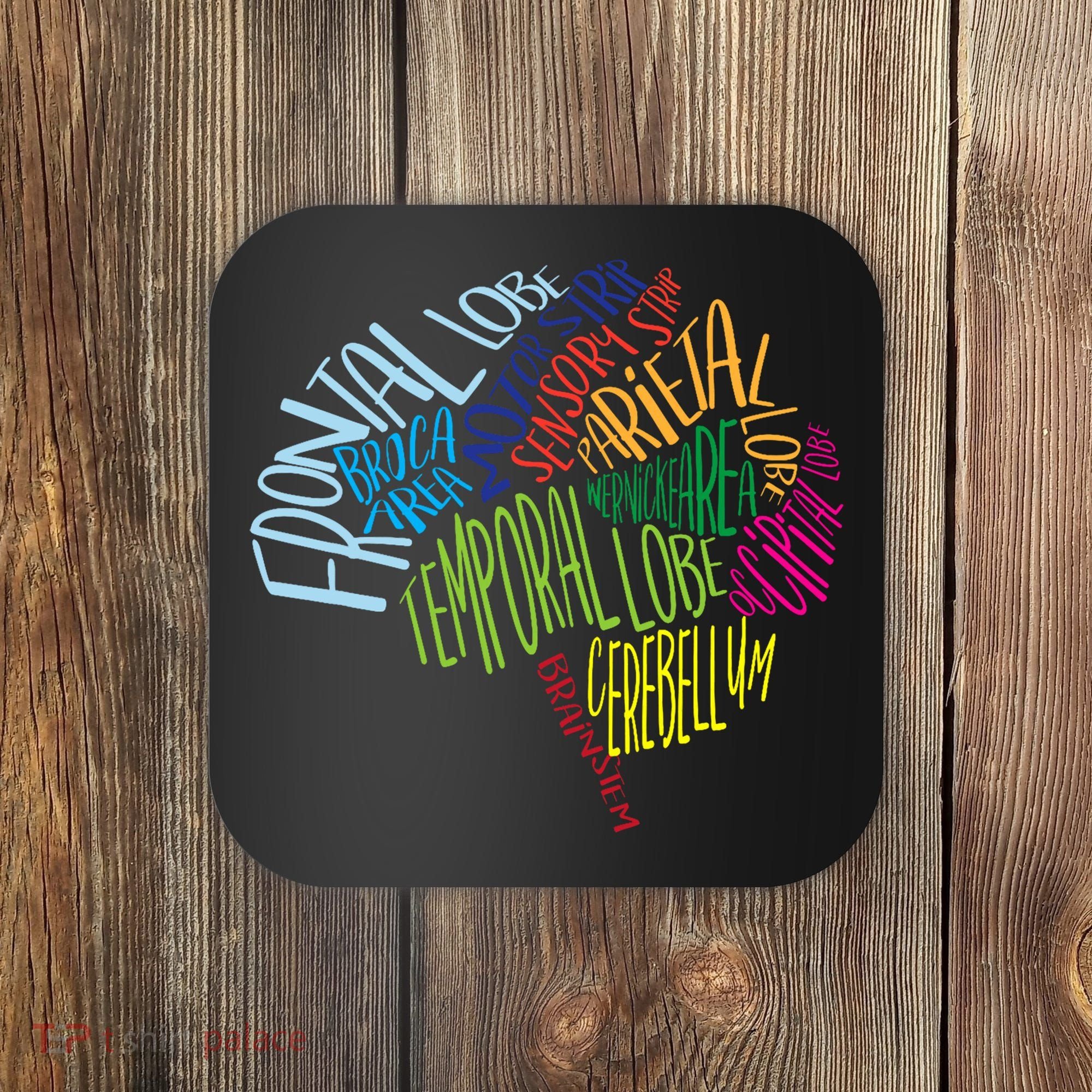 Brain Typography Rn Nurse Neurologist Doctor Word Bubble Coaster
