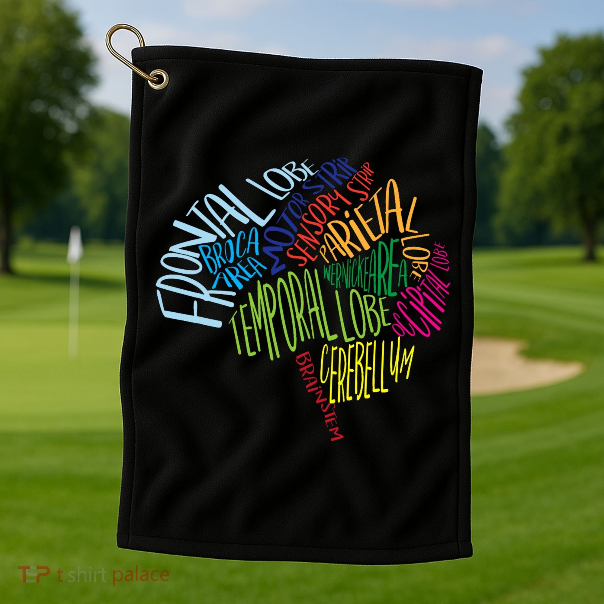 Brain Typography Rn Nurse Neurologist Doctor Word Bubble Golf Towel