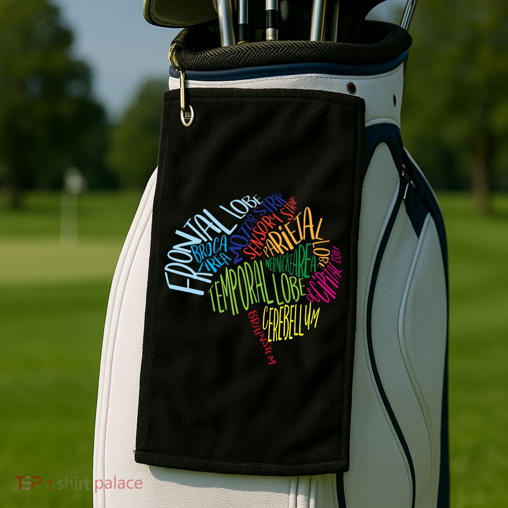 Brain Typography Rn Nurse Neurologist Doctor Word Bubble Golf Towel