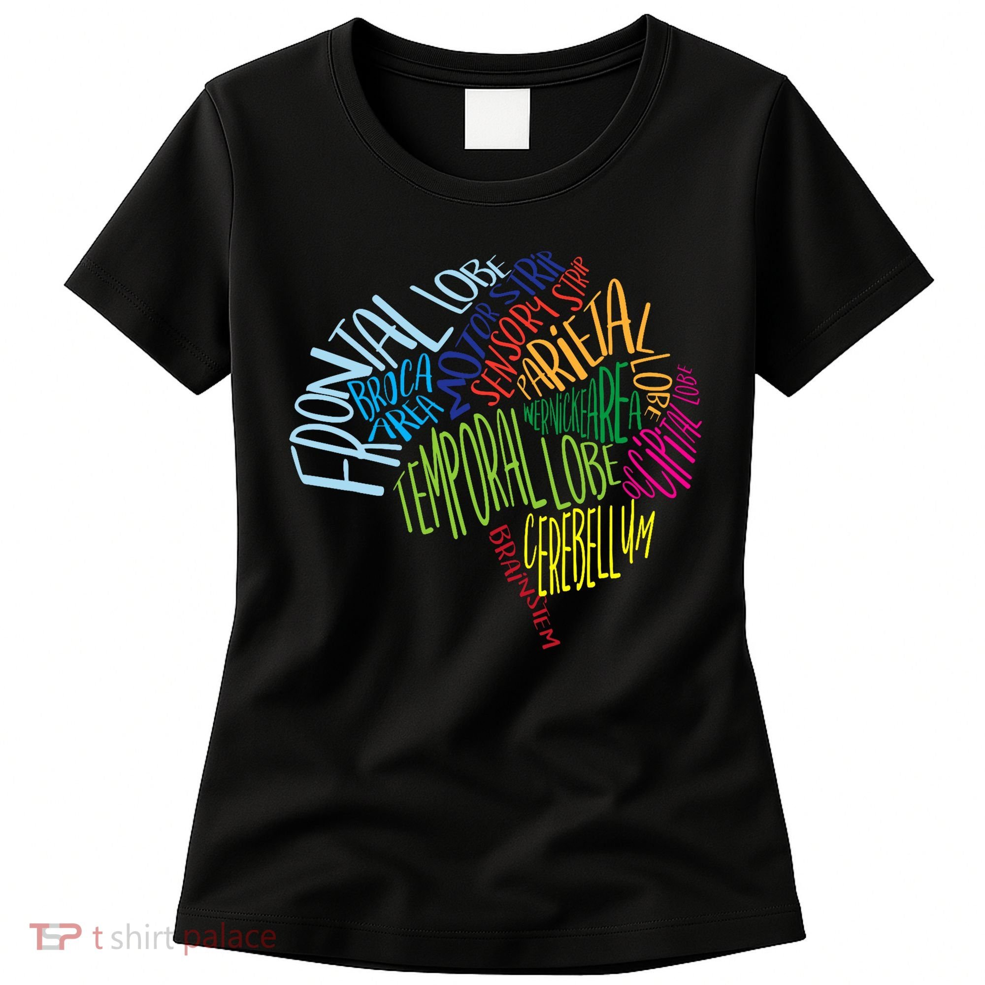 Brain Typography Rn Nurse Neurologist Doctor Word Bubble Women's T-Shirt