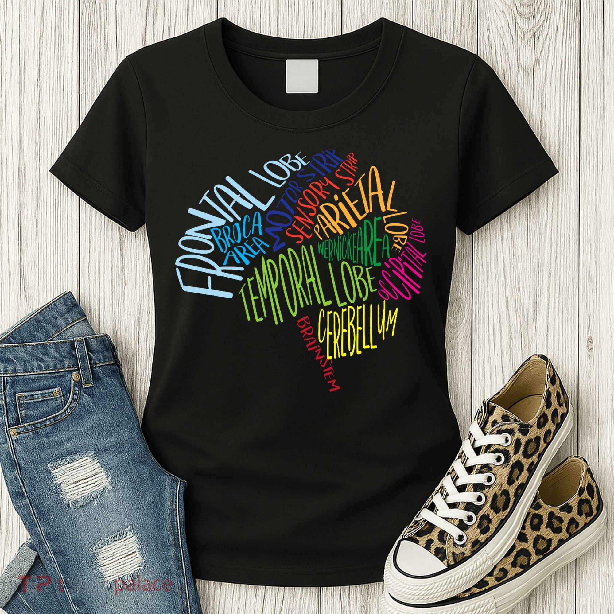 Brain Typography Rn Nurse Neurologist Doctor Word Bubble Women's T-Shirt