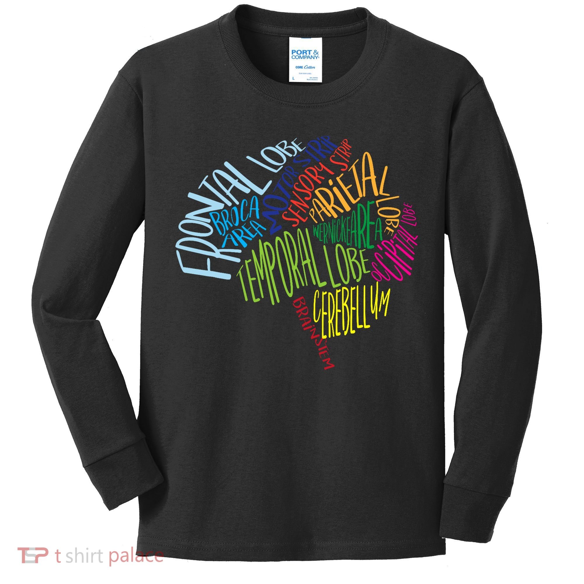 Brain Typography Rn Nurse Neurologist Doctor Word Bubble Kids Long Sleeve Shirt