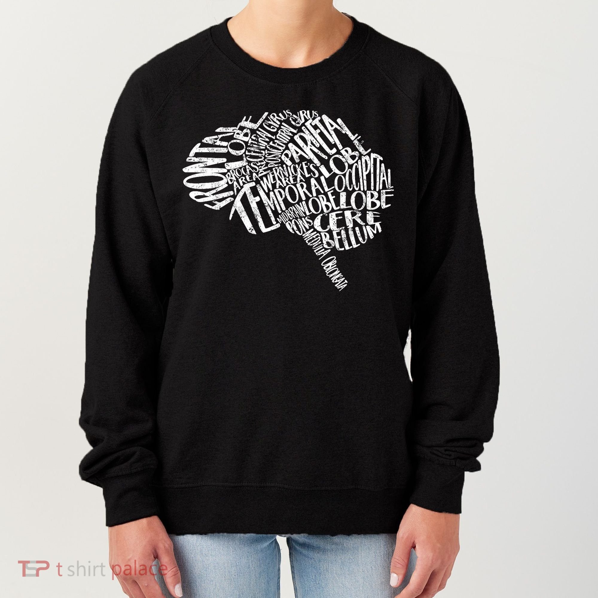 Brain Typography Rn Neuroscience Nurse Neurologist Women's Sweatshirt