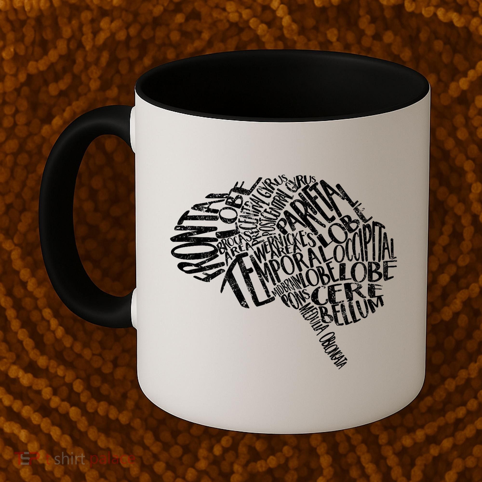 Brain Typography Rn Neuroscience Nurse Neurologist Coffee Mug