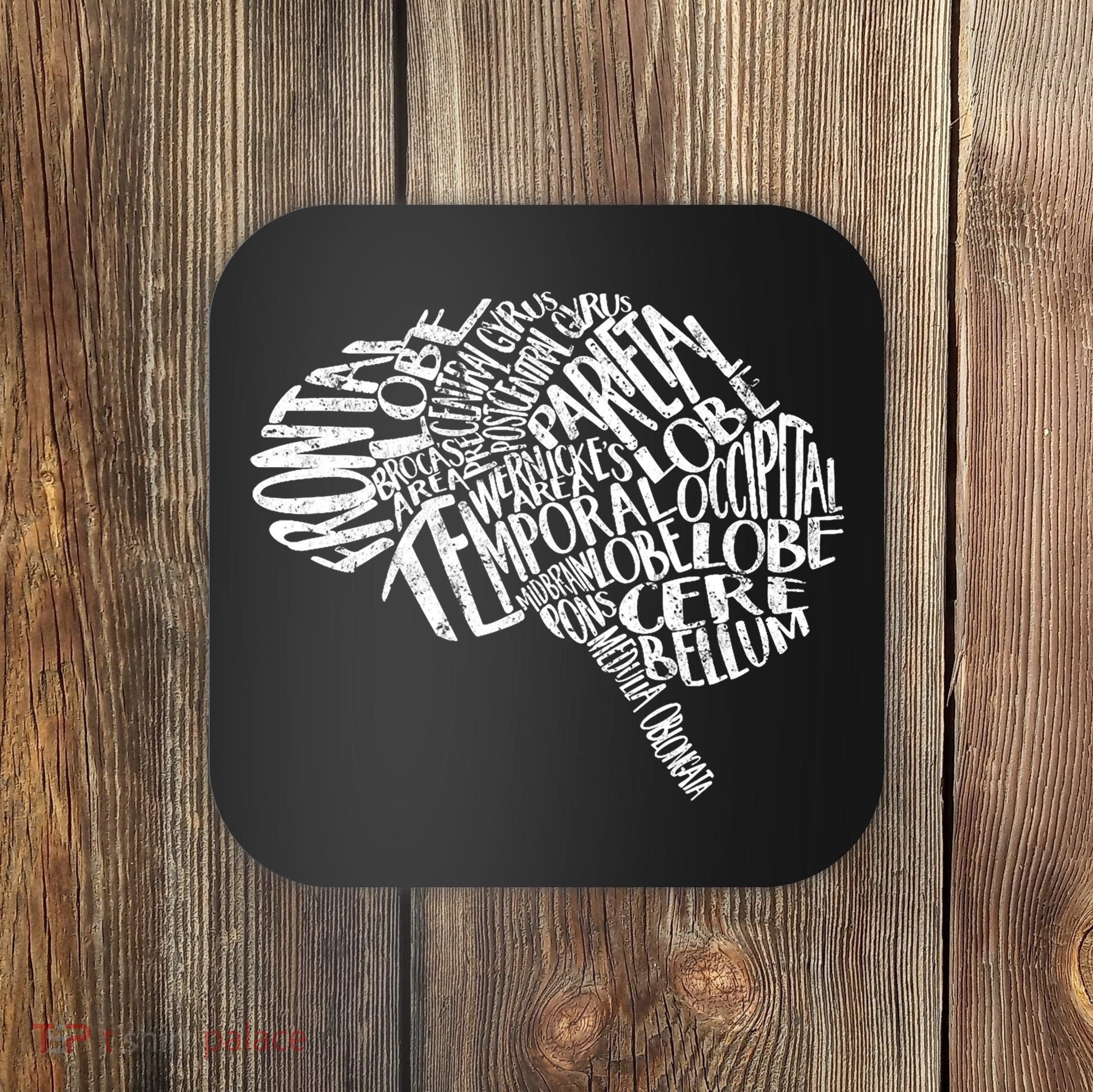 Brain Typography Rn Neuroscience Nurse Neurologist Coaster