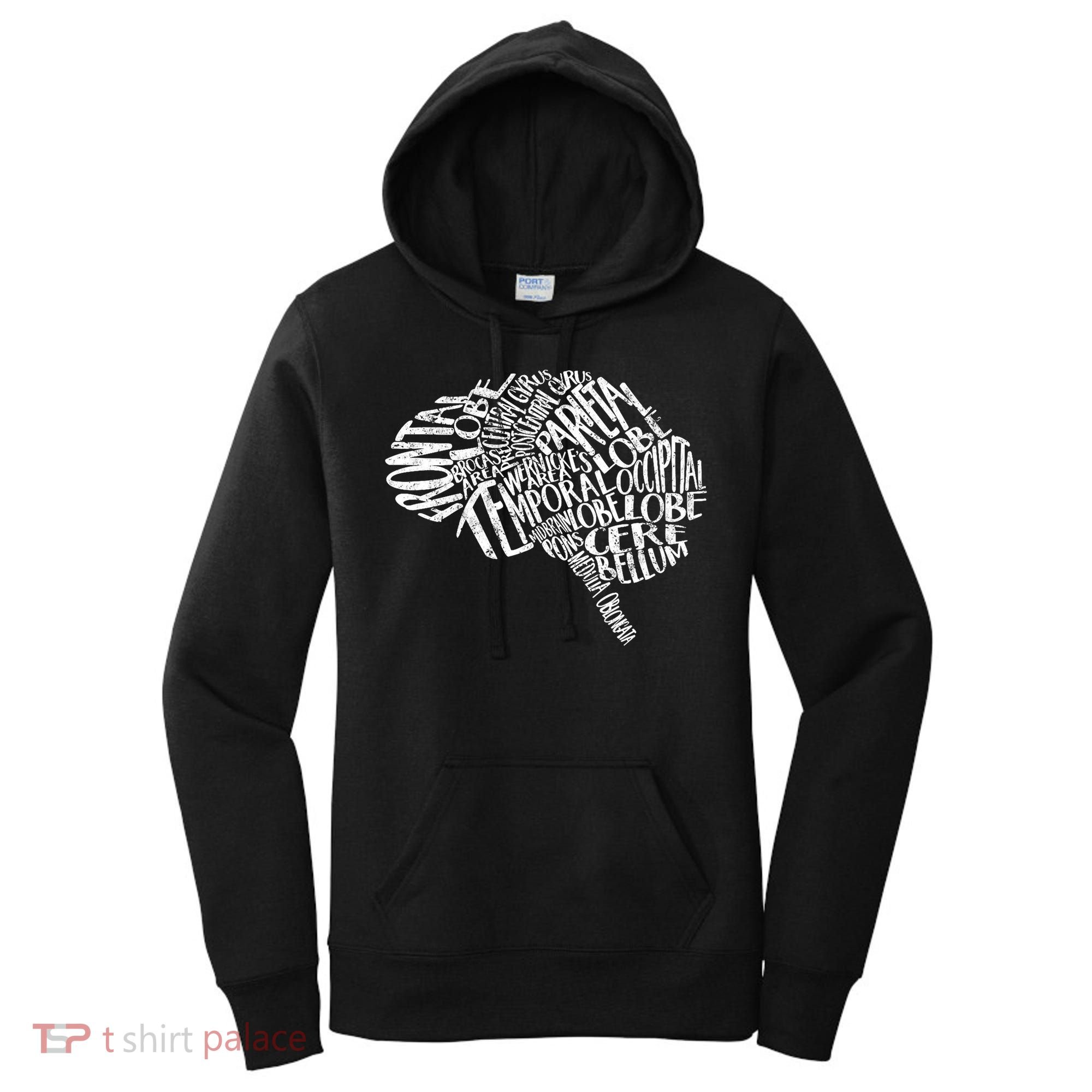 Brain Typography Rn Neuroscience Nurse Neurologist Women's Hoodie