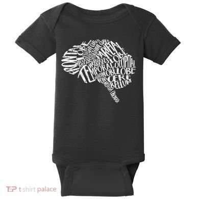 Brain Typography Rn Neuroscience Nurse Neurologist Baby Bodysuit