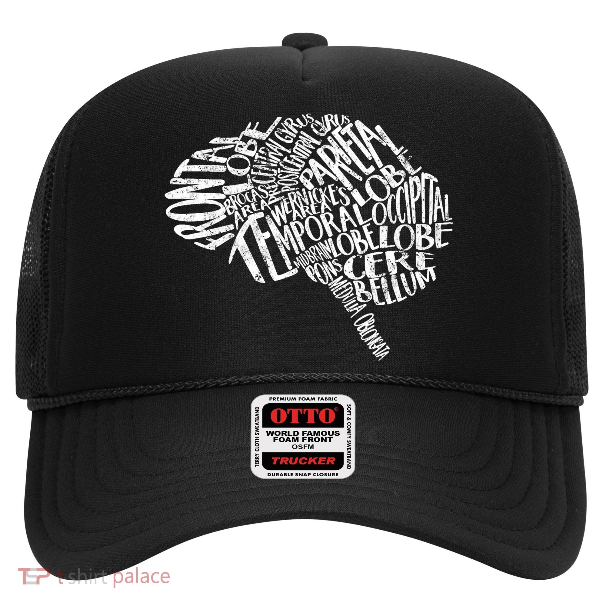 Brain Typography Rn Neuroscience Nurse Neurologist Hat