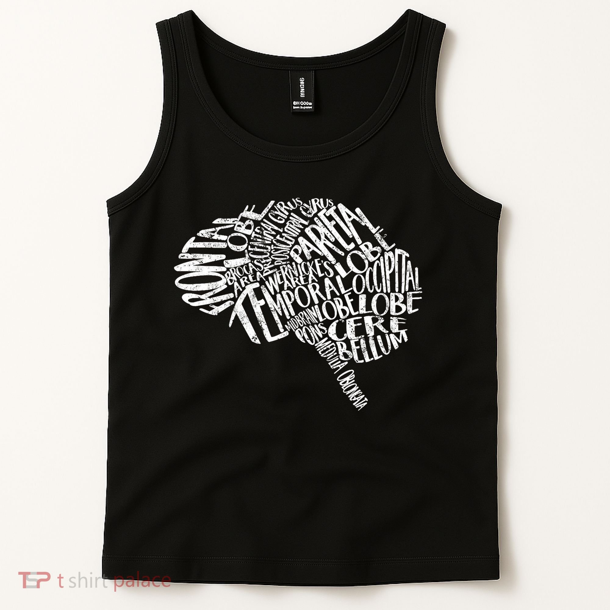 Brain Typography Rn Neuroscience Nurse Neurologist Tank Top