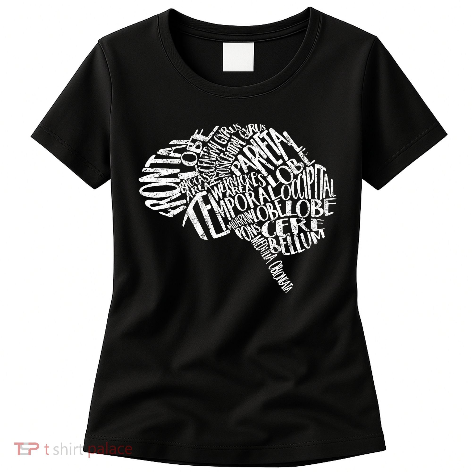 Brain Typography Rn Neuroscience Nurse Neurologist Women's T-Shirt