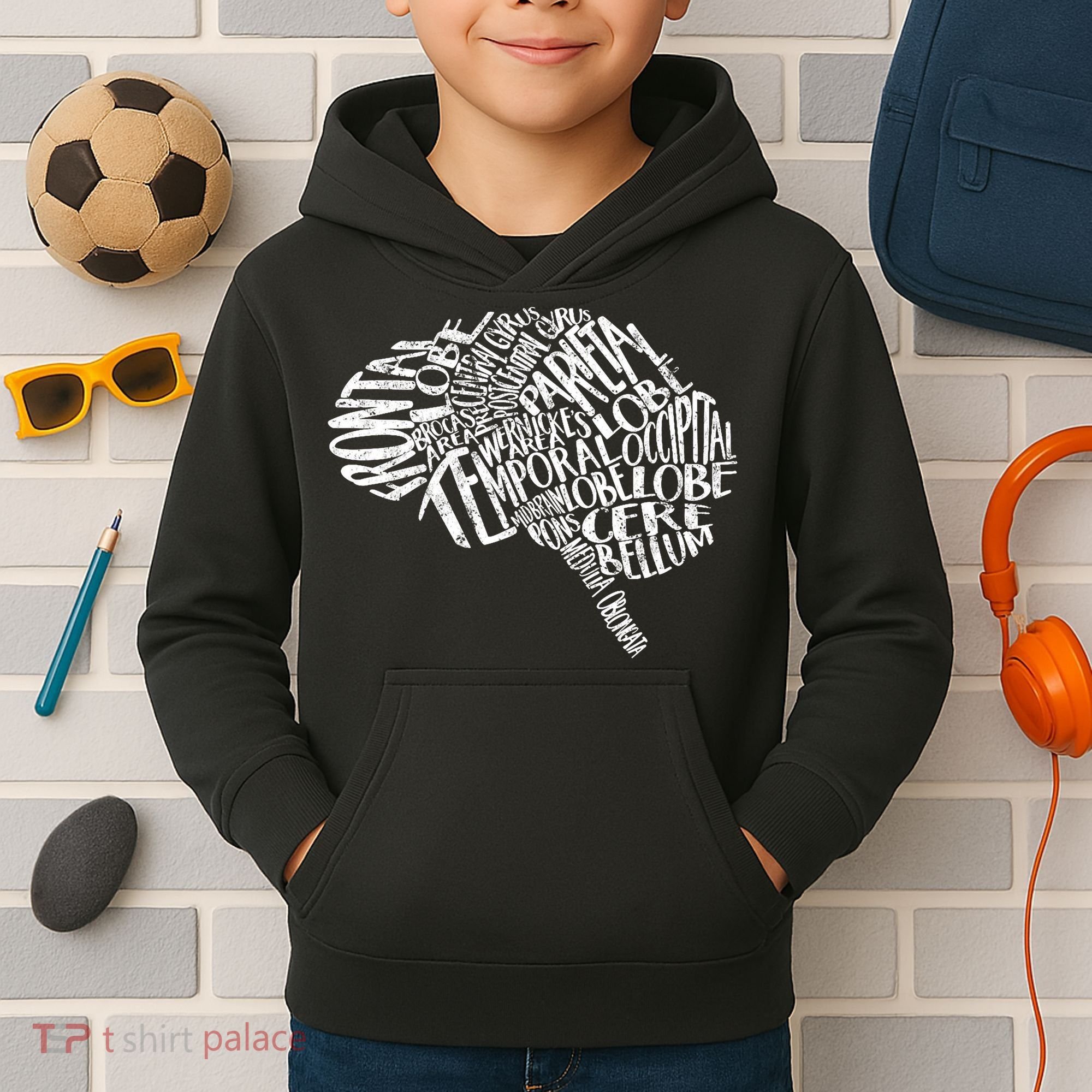 Brain Typography Rn Neuroscience Nurse Neurologist Kids Hoodie