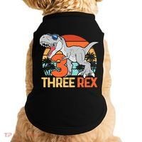 Boy Three Rex 3rd Birthday Third Dinosaur 3 Year Old Doggie Tank thumb 0