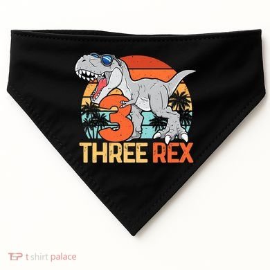 Boy Three Rex 3rd Birthday Third Dinosaur 3 Year Old USA-Made Doggie Bandana