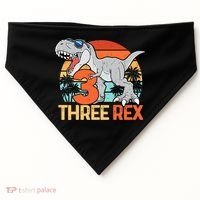 Boy Three Rex 3rd Birthday Third Dinosaur 3 Year Old USA-Made Doggie Bandana thumb 0