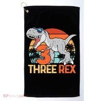 Boy Three Rex 3rd Birthday Third Dinosaur 3 Year Old Golf Towel thumb 0