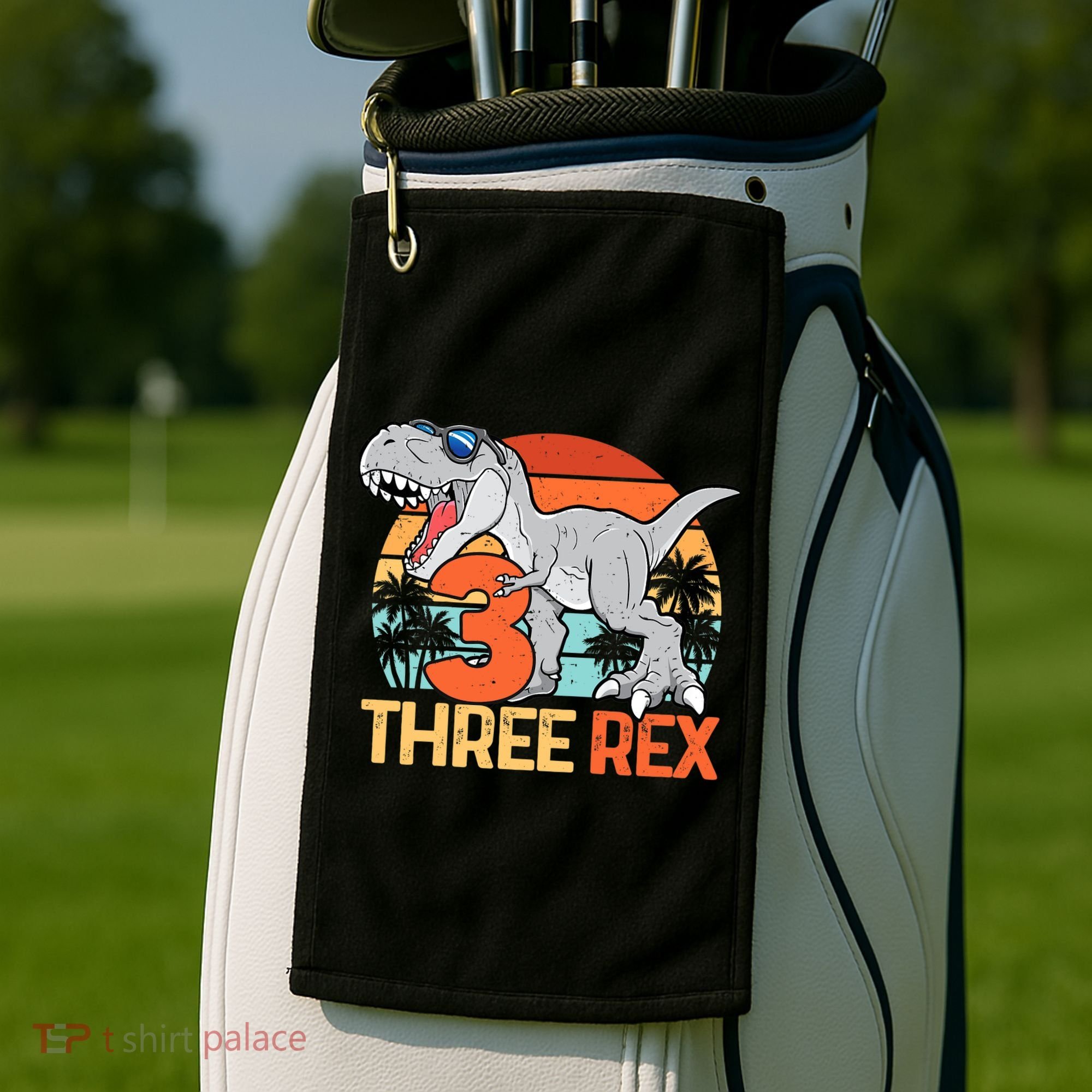 Boy Three Rex 3rd Birthday Third Dinosaur 3 Year Old Golf Towel