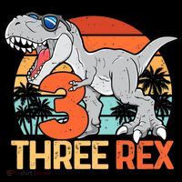 Boy Three Rex 3rd Birthday Third Dinosaur 3 Year Old Kids Long Sleeve Shirt thumb 2