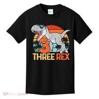 Boy Three Rex 3rd Birthday Third Dinosaur 3 Year Old Kids T-Shirt thumb 0