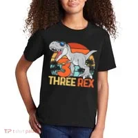 Boy Three Rex 3rd Birthday Third Dinosaur 3 Year Old Kids T-Shirt thumb 2