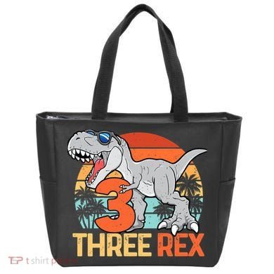Boy Three Rex 3rd Birthday Third Dinosaur 3 Year Old Tote Bag
