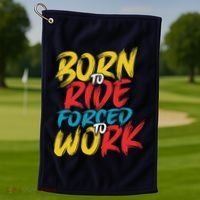 Born To Ride Forced To Work Golf Towel thumb 1