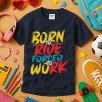 Born To Ride Forced To Work Kids T-Shirt thumb 3
