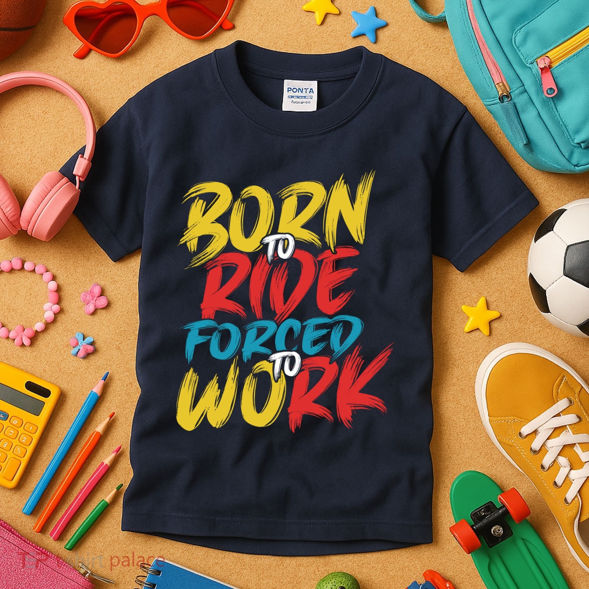 Born To Ride Forced To Work Kids T-Shirt