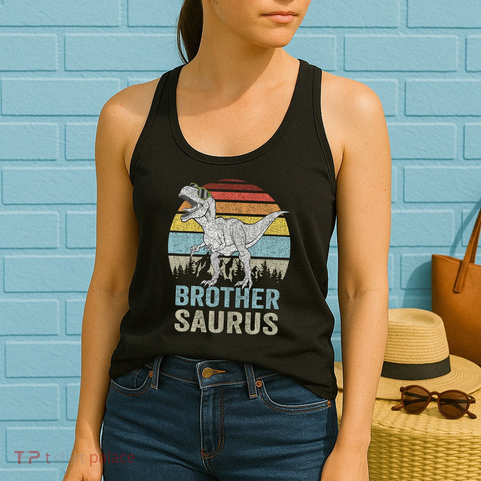 Brothersaurus T Rex Brother Saurus Family Matching Dinosaur Women's Tank Top