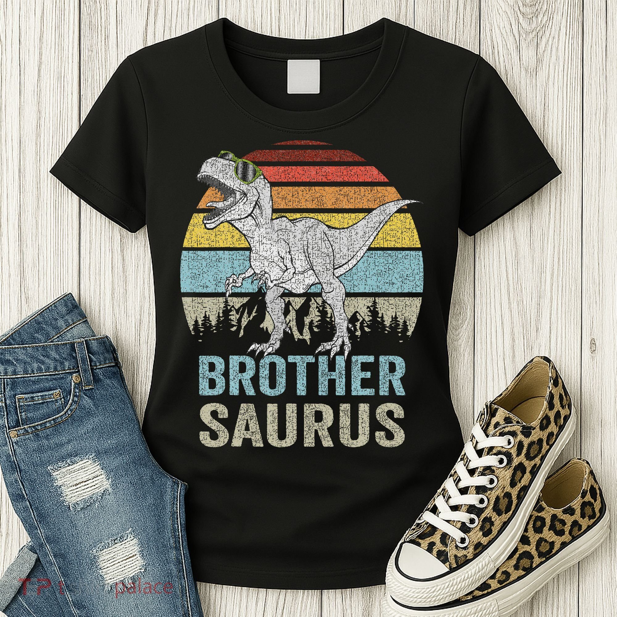 Brothersaurus T Rex Brother Saurus Family Matching Dinosaur Women's T-Shirt