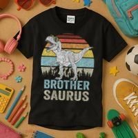Brothersaurus T Rex Brother Saurus Family Matching Dinosaur Kids T-Shirt thumb 3