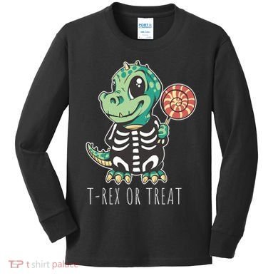 Baby T Rex Dinosaur Skeleton Kids Long Sleeve Shirt