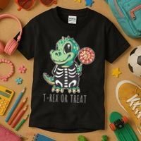 Baby T Rex Dinosaur Skeleton Kids T-Shirt thumb 3