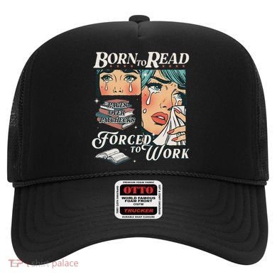 Born To Read Vintage Forced To Work Bookish Addict Bookworm Hat