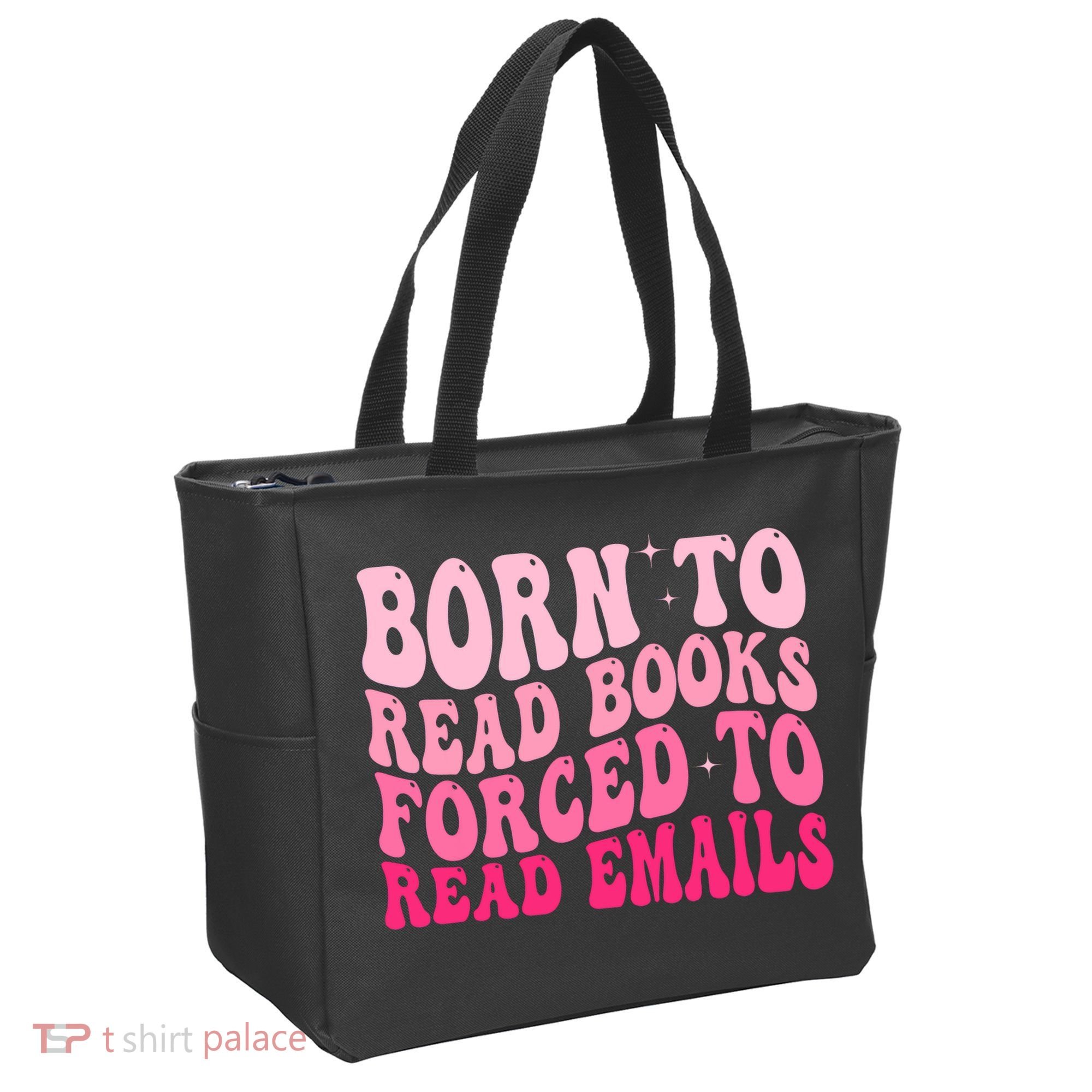 Born To Read Books Forced To Read Emails Groovy Reading  Tote Bag